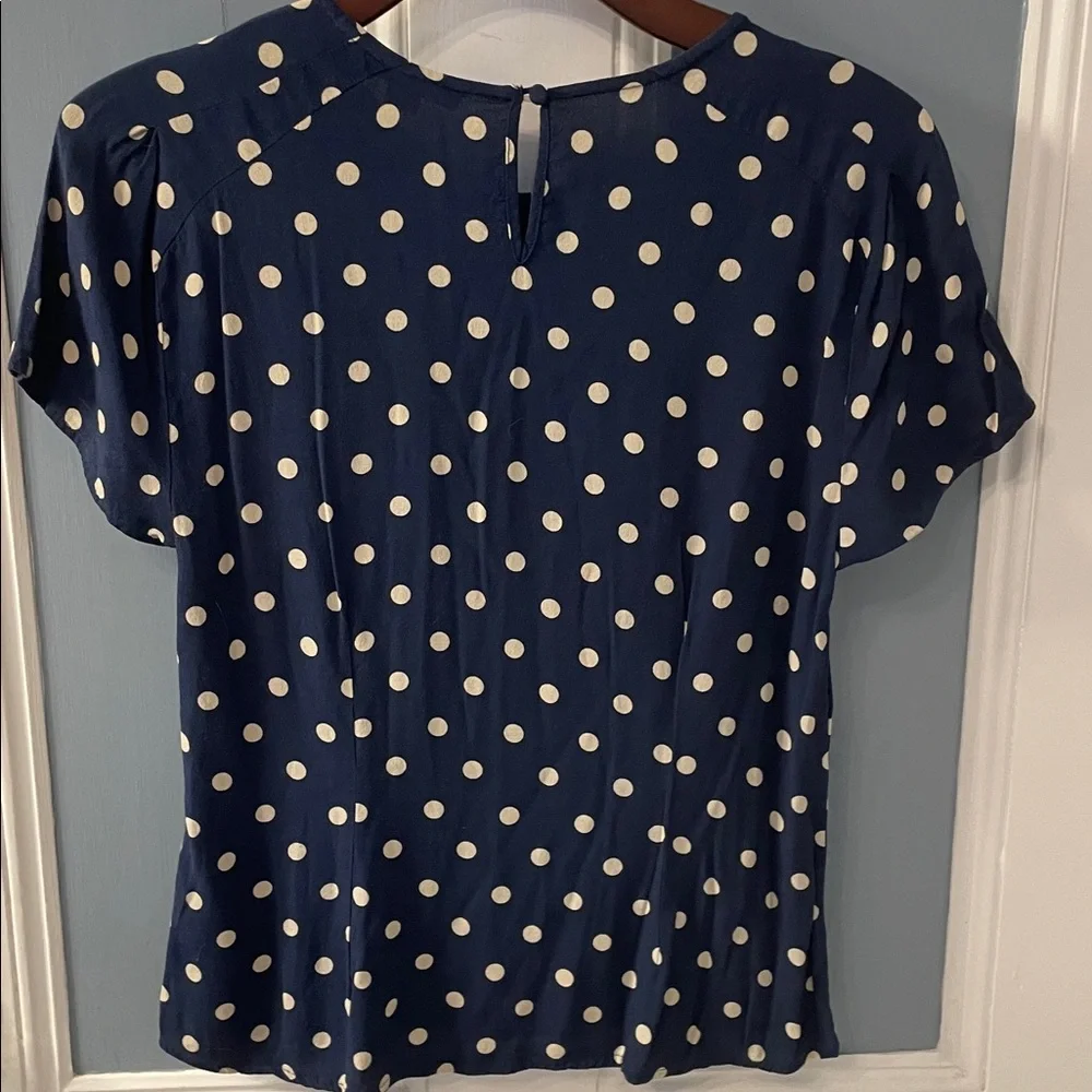 Boden Navy Montpellier Peter Pan Collar Polka Dot Blouse - Picture 4 of 7